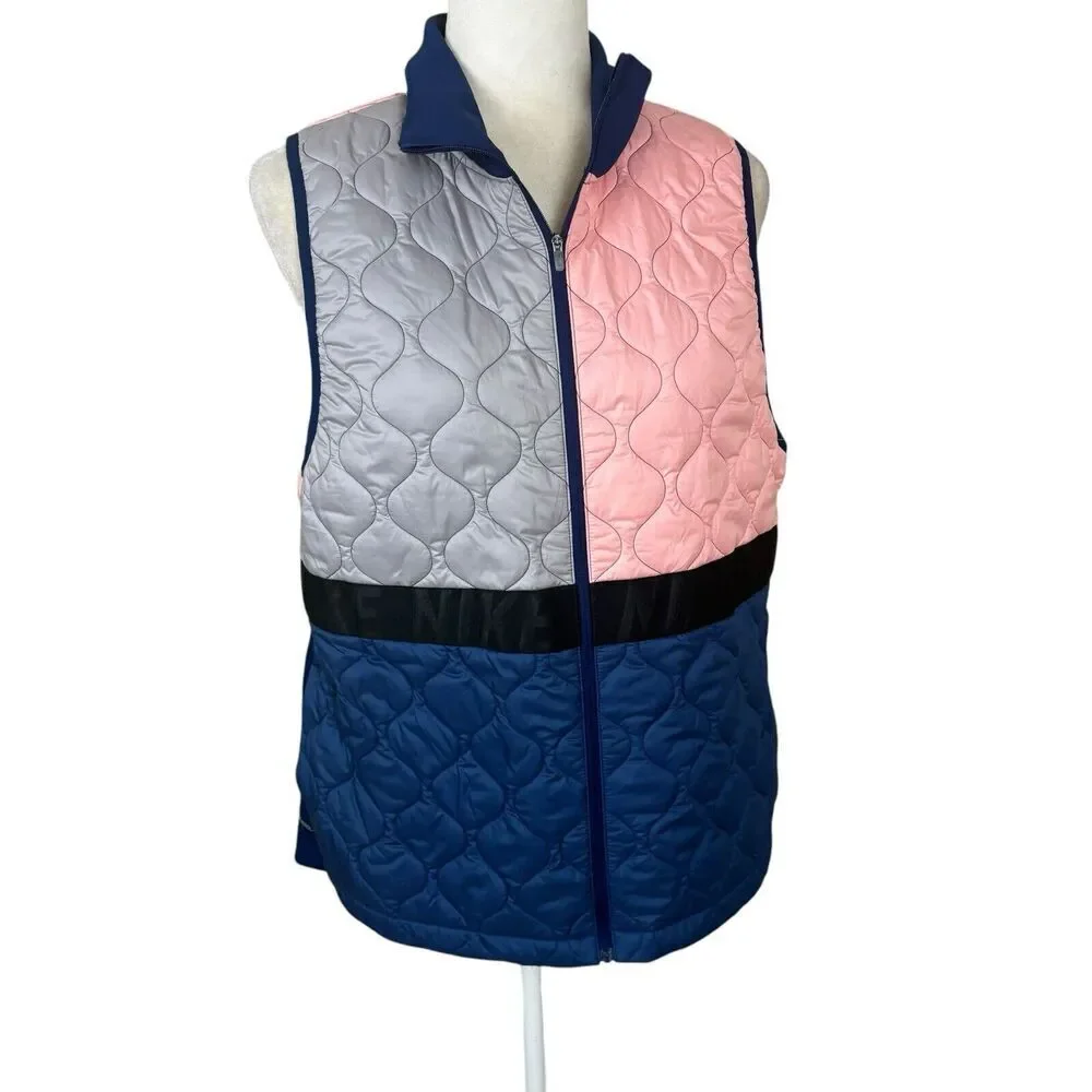 Nike Running Vest Womens Size L Blue Pink AeroLayer Quilted Puffer Running‎
